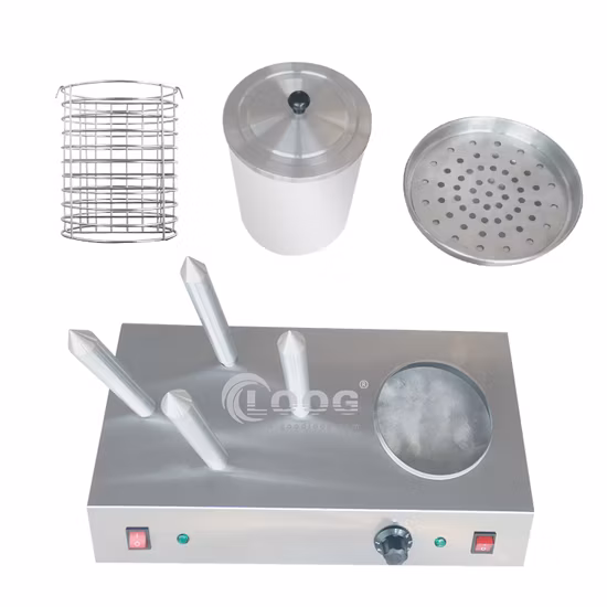 Equipo de buffet popular Máquina comercial para perritos calientes de acero inoxidable 4 rodillos con calentador de panecillos Máquina calentadora de salchichas con varillas de aluminio