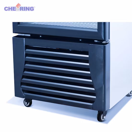 Refrigerador comercial de una sola puerta de vidrio con tapa negra fresca de 455L para bebidas